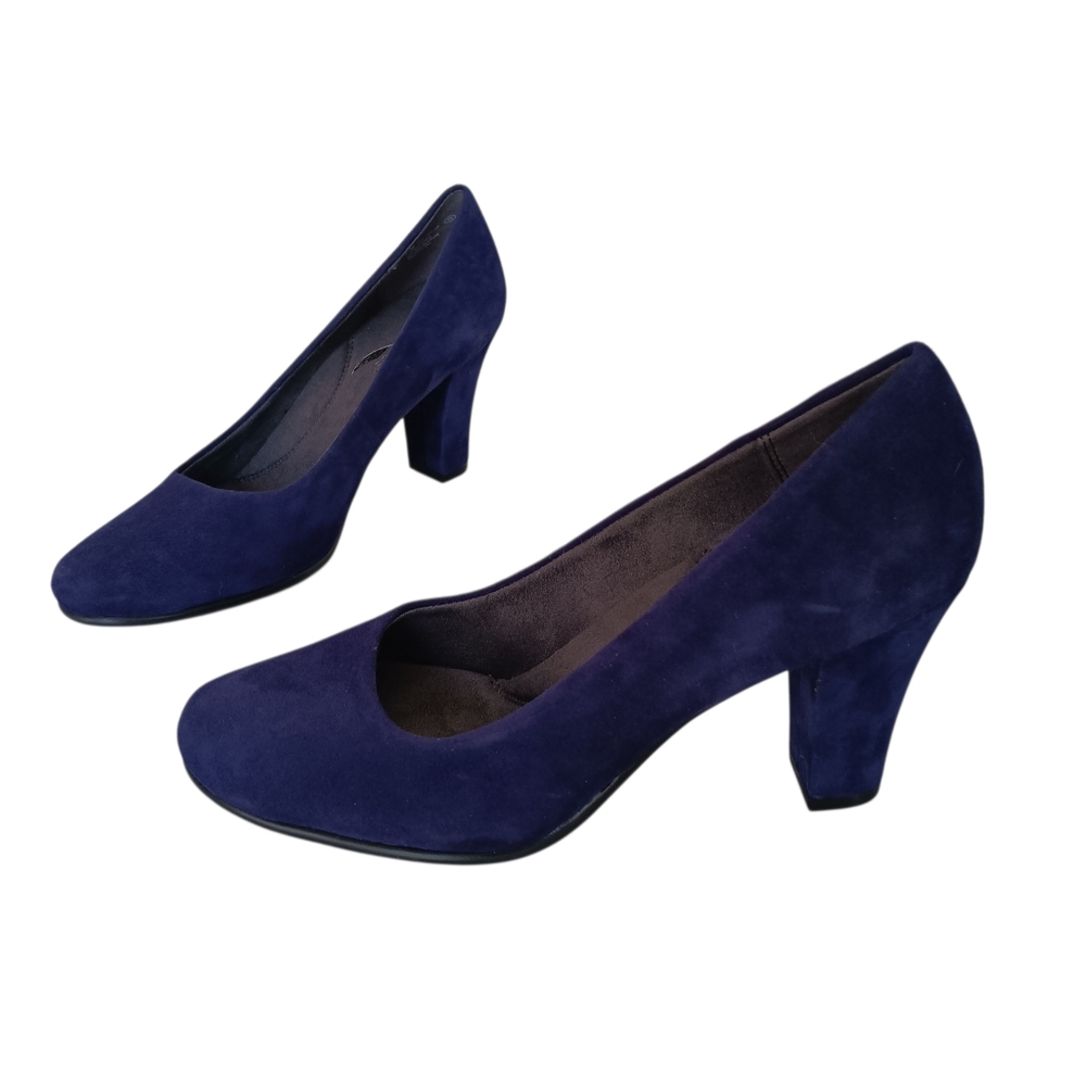 Aerosoles Dolled Up Suede Heels Women's Size 7.5 Deep‎ Blue/Purple Hint Colors
